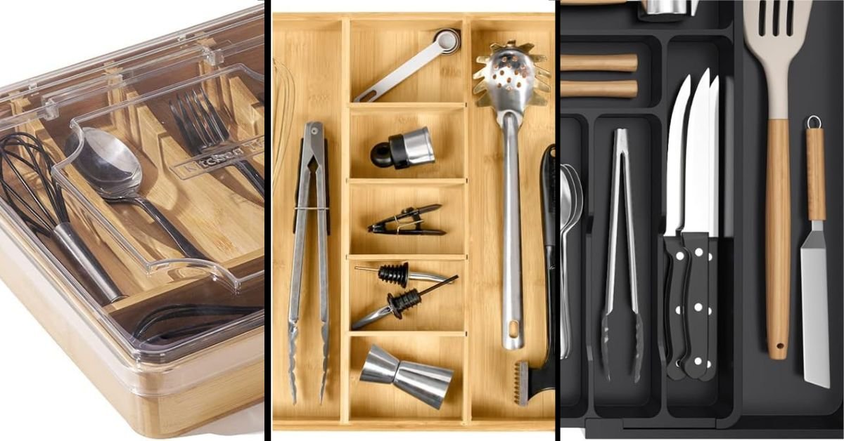 Silverware Drawer Organizer with Lid