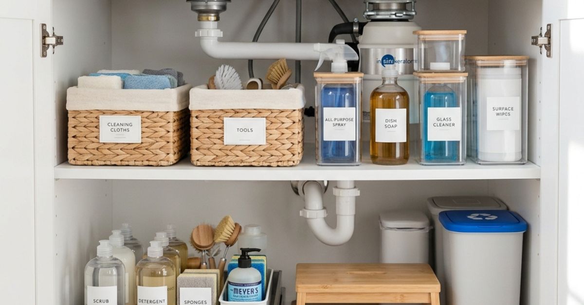 how to organize under kitchen sink