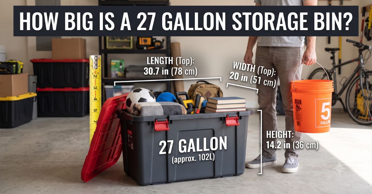 how big is a 27 gallon storage bin