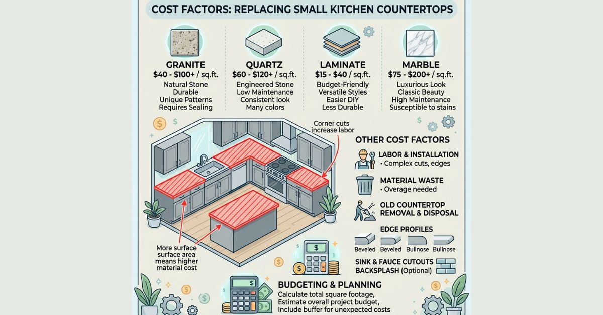 how much to replace countertops in small kitchen
