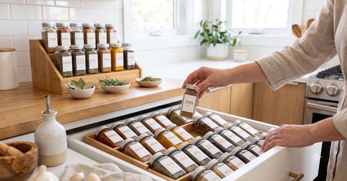 how to organize spice rack