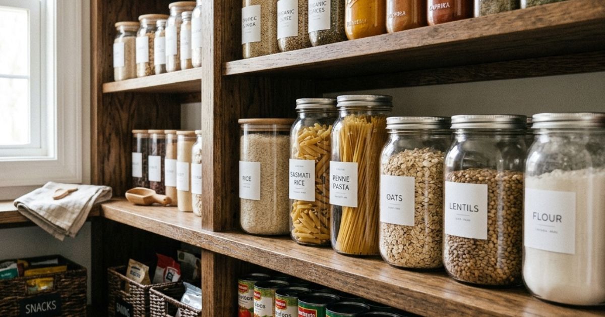 how to organise deep pantry shelves