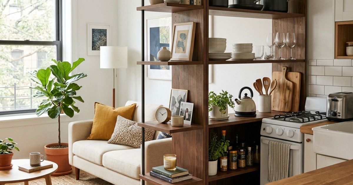 how to separate kitchen and living room in small apartment